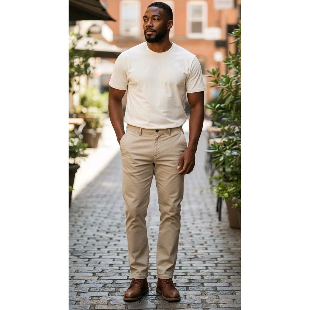 Canali Cotton Silk Blend Pants Khaki Tan 5 Pocket Chino Mens 40x31 Italy